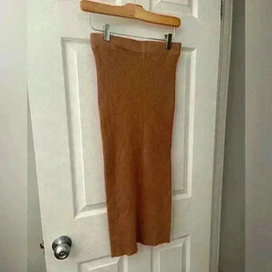 MNG  NEW ribbed knit bodycon maxi skirt in camel color size XS